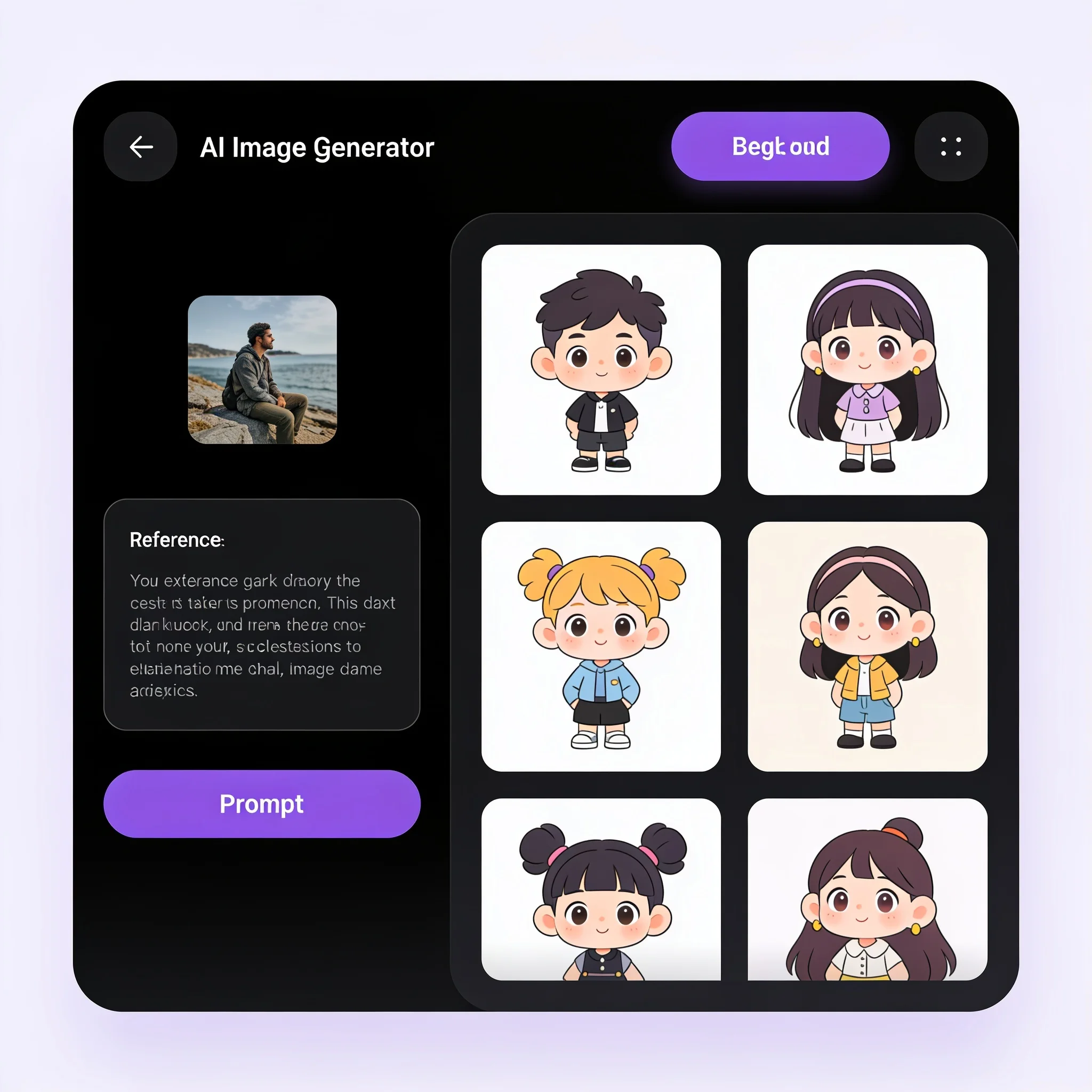 The DreamUtopia image generator with a reference photo uploaded and a cartoon style prompt typed in