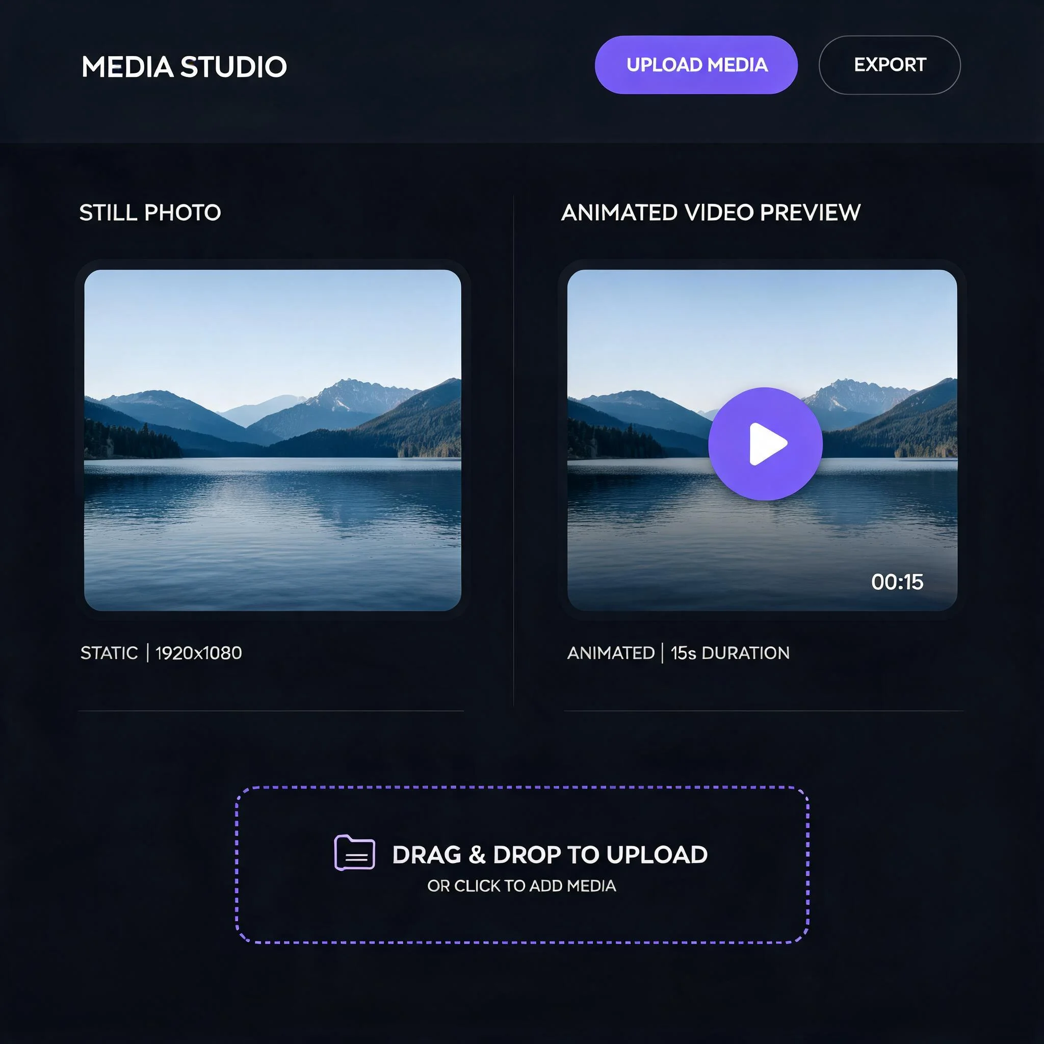 DreamUtopia free AI image to video generator interface showing a photo animating into a video