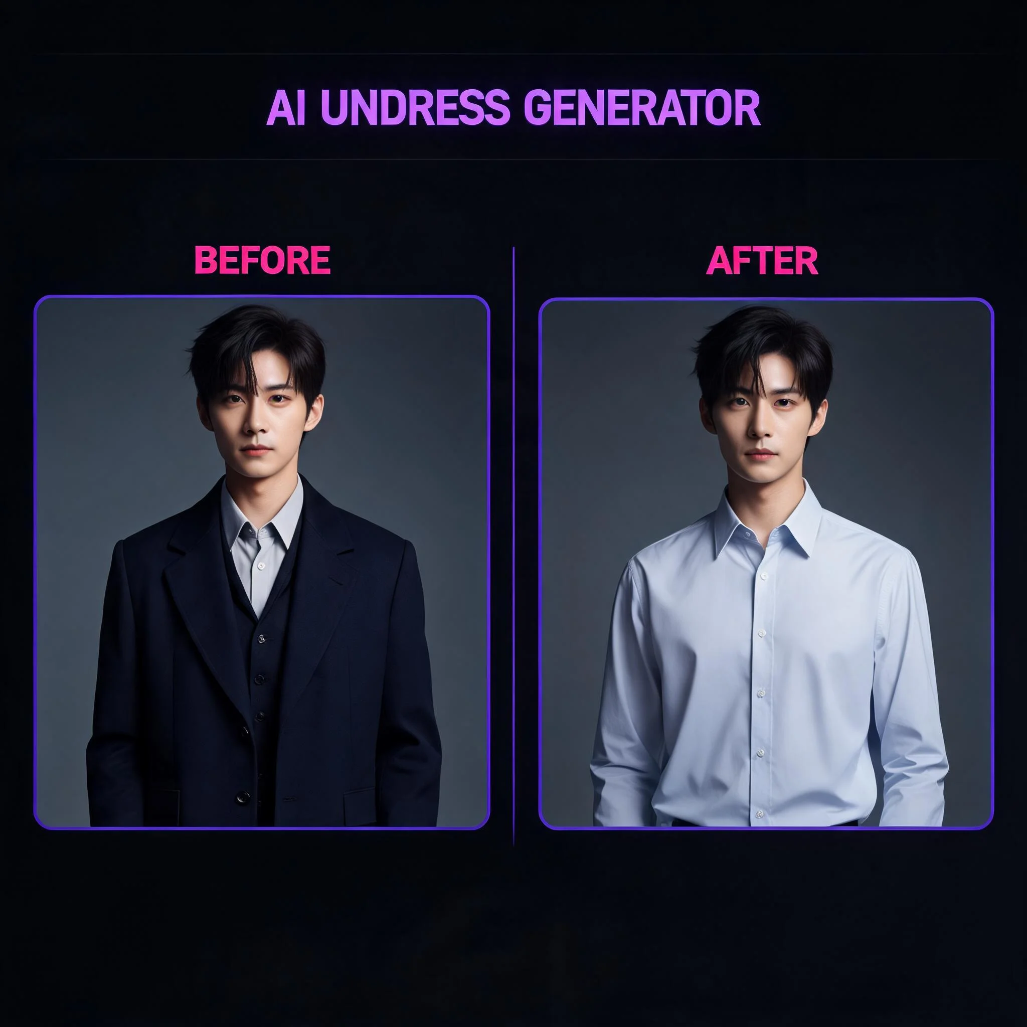 AI image generator interface removing the outer layer of clothing from a subject photo