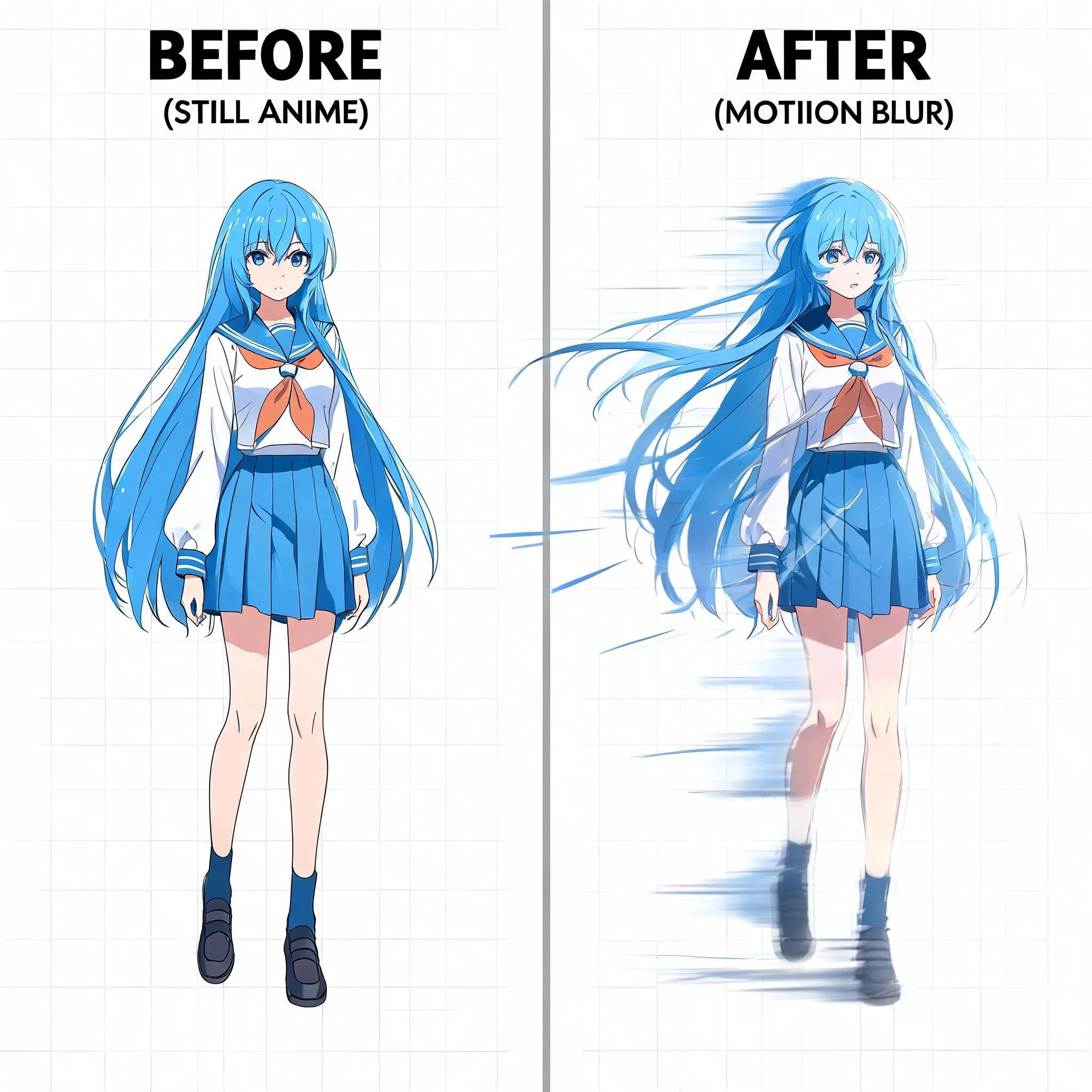 Before and after: static anime art to animated video
