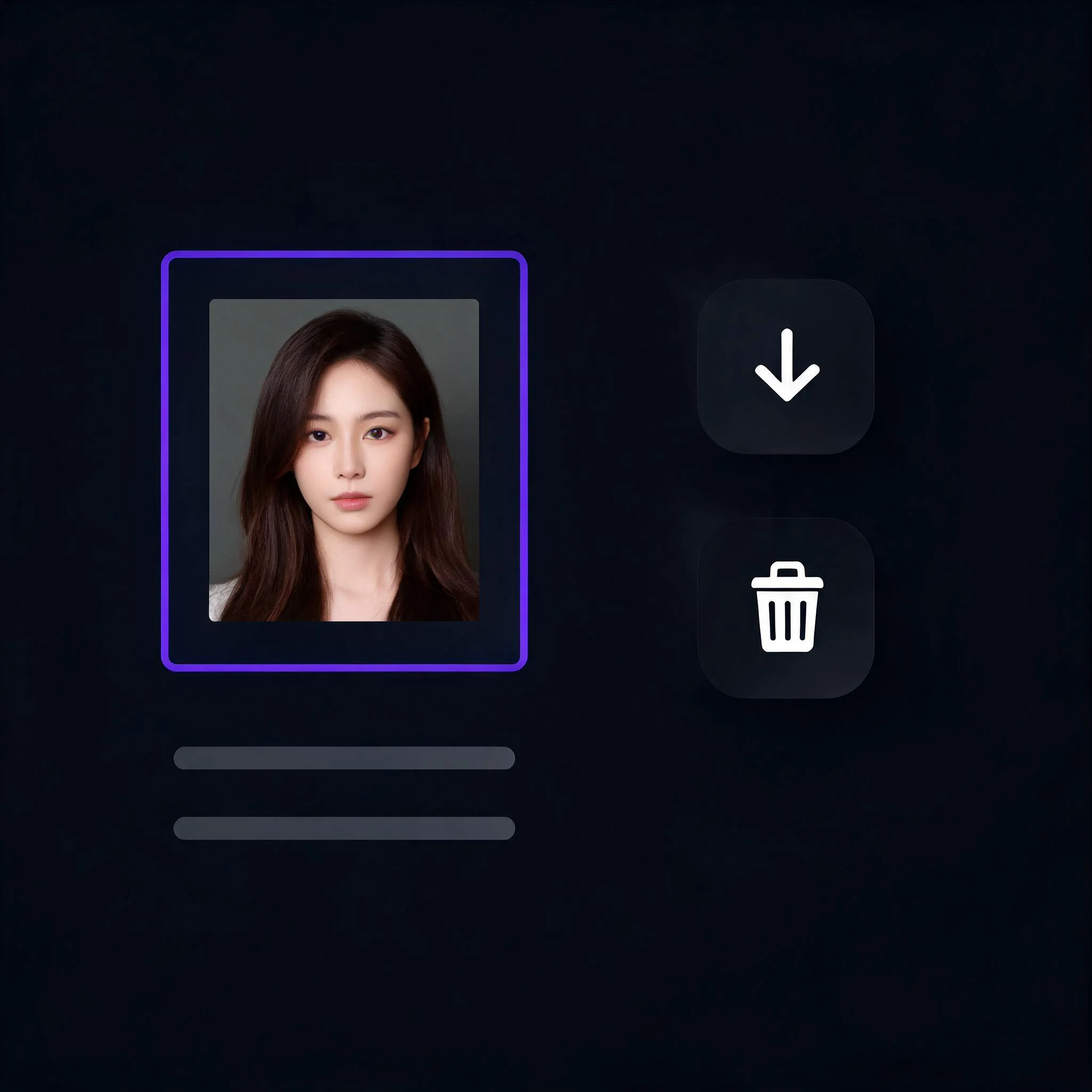 Private generation gallery showing a user's own image history with delete controls and no public sharing options